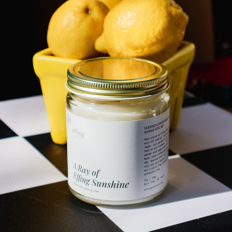 Lemon and Lilac Wooden Wick Candle Effing Candle Co.
