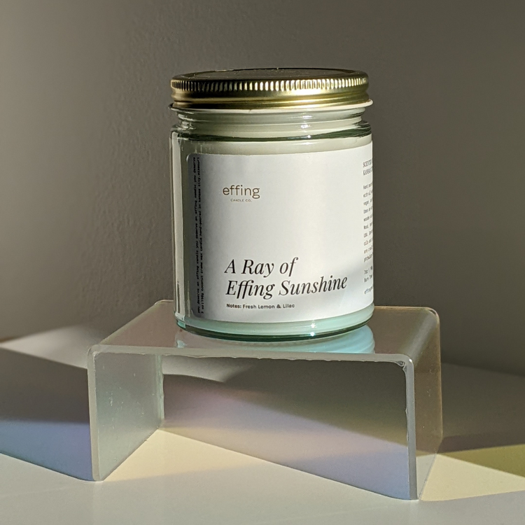 Ray of Effing Sunshine Fresh Lemon and Lilac Wooden Wick Candle