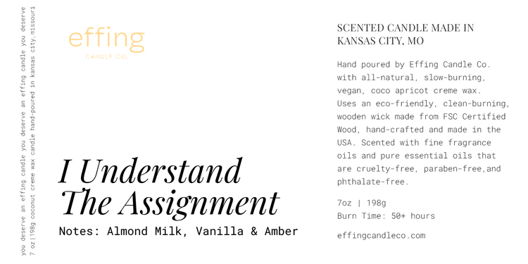 I Understand The Assignment | Notes: Almond Milk, Vanilla & Amber 7oz Wooden Wick Candle