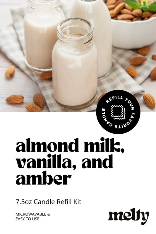 Candle Refill Kit - Almond Milk, Vanilla & Amber | Cozy Fragrance