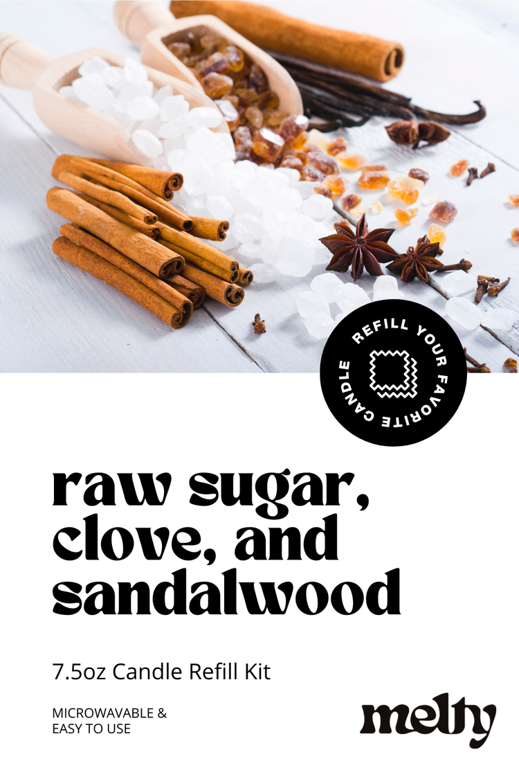 Candle Refill Kit - Raw Sugar, Clove, and Sandalwood  | Spicy Fragrance