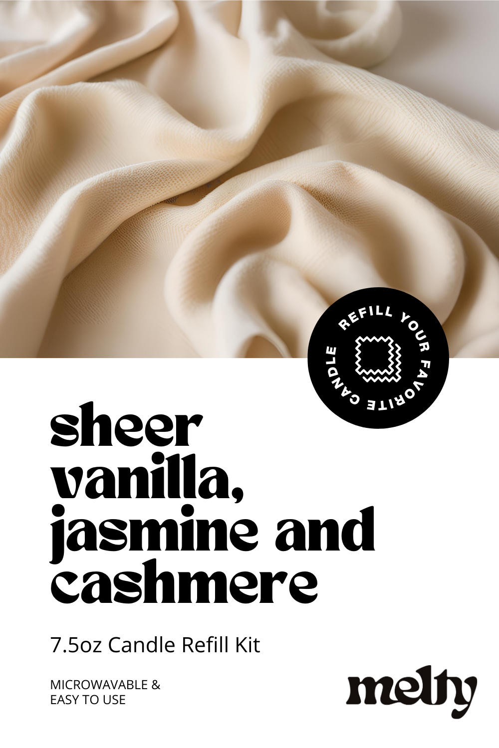 Candle Refill Kit - Sheer Vanilla, Jasmine & Cashmere | Cozy Fragrance
