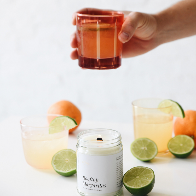 Rooftop Margaritas | Notes: Blood Orange, Lime & Agave Wooden Wick Candle