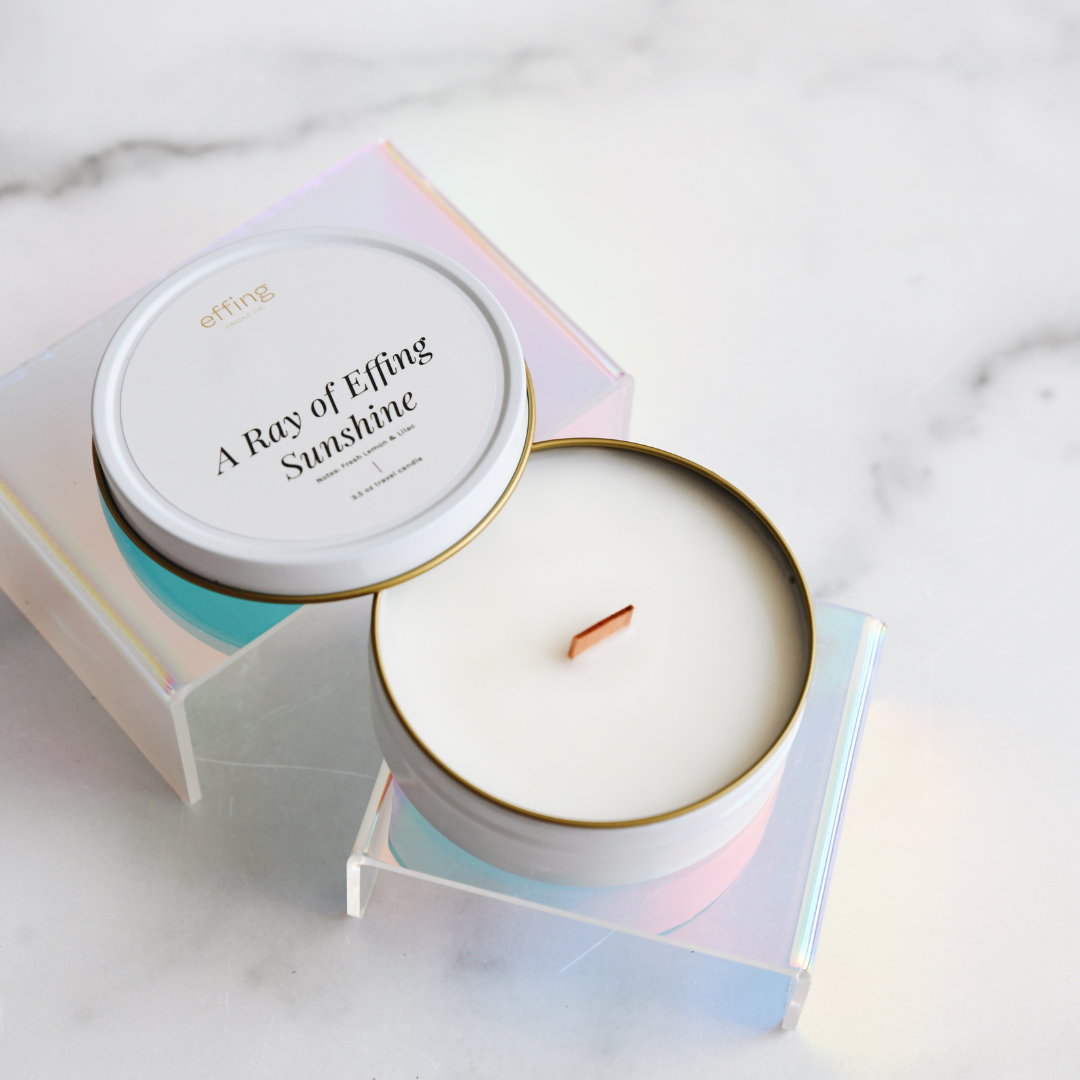lemon and lilac travel candle wooden wick