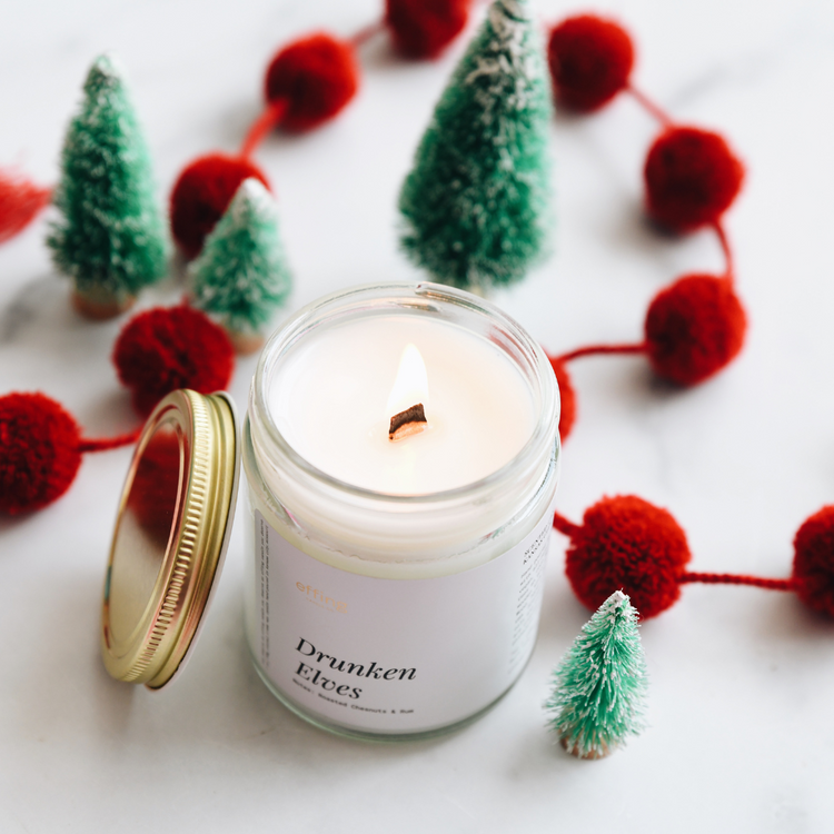 Drunken Elves | Notes: Roasted Chestnuts & Rum Scented Wooden Wick Candle